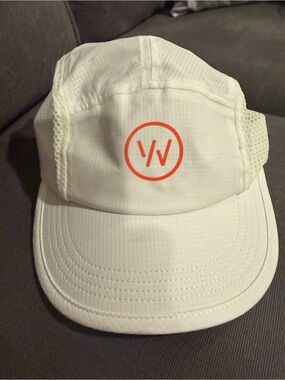 White Performance Cap with Orange Whoop Logo